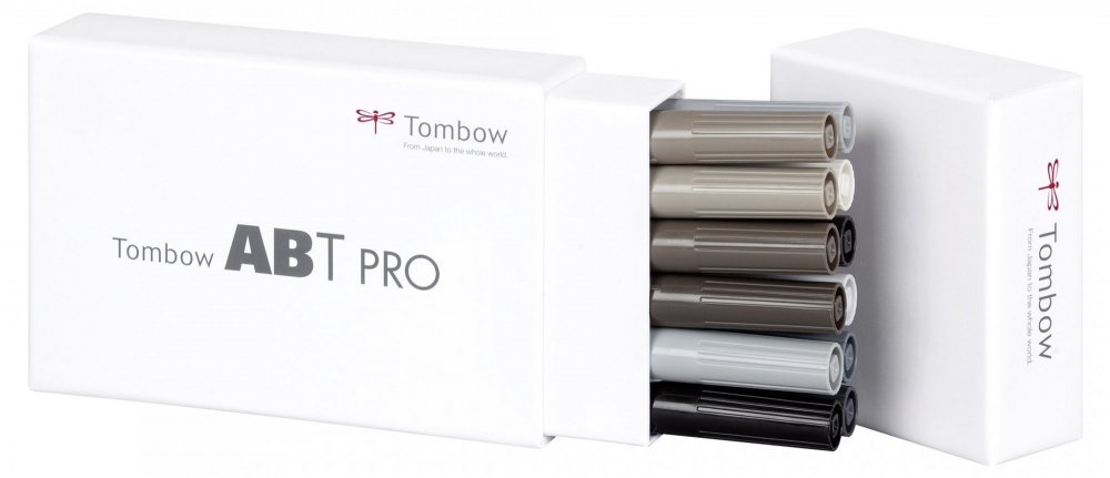 Sada oboustranných fixů Tombow – ABT PRO Gray colours, 12 ks